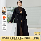 尚都比拉中长款100%羊毛大衣女冬季宽松呢子双面毛呢外套 黑色 S 