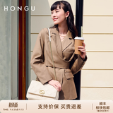 红谷包包女包新款潮牛皮小香风菱格绣线单肩包时尚斜挎生日礼物 米白
