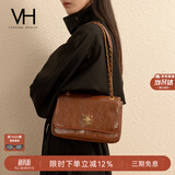 VANESSA HOGAN VH女包复古邮差包中号轻奢油蜡皮腋下包通勤单肩托特包生日礼物