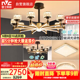 雷士（NVC）美式轻奢现代轻奢客厅灯灯臂发光吊灯三室两厅套餐WHXD100W/G-01