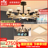 雷士（NVC）美式轻奢现代轻奢客厅灯灯臂发光吊灯三室两厅套餐WHXD100W/G-01