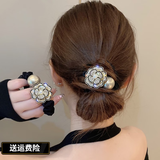 BARY REEF时尚玫瑰花大肠发圈女皮筋扎头马尾头绳网红新款扎丸子头发饰 珍珠花朵大肠发圈2个