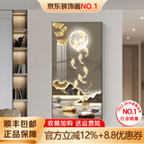 墨派（Mopai）【热销TOP1】玄关装饰画竖版现代简约走廊过道背景墙壁画入户挂画 财鹿望月 80*160cm晶瓷+铝合金边框