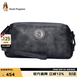暇步士（Hush Puppies） 手拿包包牛皮大容量休闲商务男包银灰色送男朋友生日礼物