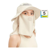 迪卡侬（DECATHLON）户外帽渔夫帽遮阳太阳帽子女男夏遮脸大OVFI 米色 可调节