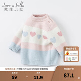 戴维贝拉（DAVE＆BELLA）女童毛衣半边绒儿童针织衫女秋季幼儿线衣小童秋装幼童线衫打底衫 粉色 100 cm（建议身高90-100cm）