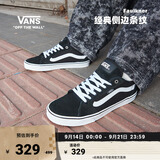 VANS范斯官方 Faulkner粉彩风酷感黑美式经典薄绒男鞋板鞋 黑色 44