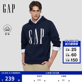 GAP男女装秋季logo印花抓绒宽松套头连帽衫卫衣786923 海军蓝 2XL (185/104A) 亚洲尺码