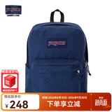 JANSPORT杰斯伯书包轻便双肩包男女旅行包简约背包电脑包学生校园 4QUE003海军蓝/藏青色-侧袋+隔层