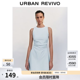 UR春季新款女摩登气质褶皱收腰显瘦无袖连衣裙UYY750030 淡蓝 S