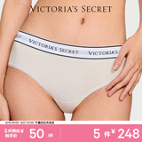 维多利亚的秘密维密棉质舒适内裤logo腰带中腰女三角裤简约 68H0米白色-6819 11256819 1条 S