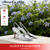 CHARLES&KEITH质感链条尖头高跟凉鞋子女鞋生日礼物送女友CK1-60280377 Silver银色 37 (235)
