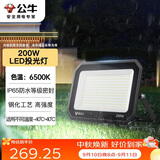 公牛（BULL）LED投光灯户外庭院工厂园林灯露营灯 IP65防水等级200W-6500K白光