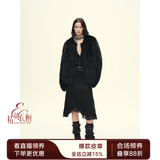 付智恩 芦苇花 进口sagafurs狐狸毛皮草轻盈年轻感圆领毛毛外套女 黑色. 芬兰sagafurs狐狸毛 L