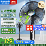 格力（GREE）电风扇家用大风量落地扇立式节能电扇客厅卧室宿舍摇头定时空气循环风扇可伸缩调节排气扇空调伴侣 【黑色】16吋大扇叶大风量经典款 4012-WG