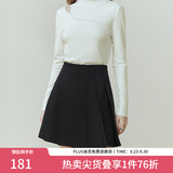范思蓝恩23FS11193 学院风减龄百褶短裙女春秋季高腰a字半身裙子 黑色 XS