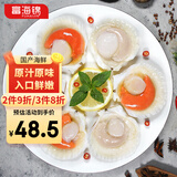 富海锦鲜汁半壳虾夷扇贝320g8-9只 无沙火锅烧烤食材 海鲜贝类 送礼
