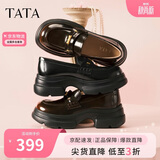 他她侦探家厚底小皮鞋女黑色乐福鞋英伦风 黑色 36