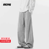 OEMG美式复古休闲裤子男士春秋夏季潮牌直筒弯刀卫宽松运动大码长裤男 灰色/麻灰 XL [建议120-135斤]