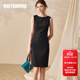 ROEYSHOUSE罗衣职场女装秋季无袖连衣裙新款简约知性修身显瘦裙子01790 黑色 M