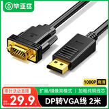 毕亚兹DP转VGA转换线 2米 DisplayPort转VGA公对公高清投屏视频线 电脑台式机连投影仪显示器