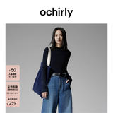 OCHIRLY【特享折扣】澳大利亚100%美丽诺羊毛半高领毛衣女高级冬 深蓝 M