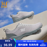361°运动鞋男鞋秋季新品防泼水皮革面跑步鞋轻质耐磨革网透气黑色鞋子 循环灰/石墨灰 42