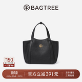 BAGTREE【朱珠同款】包包树晚枫小包植鞣牛皮托特包斜挎通勤手提女士包包 黑色 高级小众