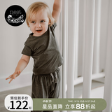nest designs竹棉弹力男女童长短袖T恤防蚊裤宝宝上衣哈伦裤子儿童透气舒适 炭笔灰 【防蚊裤】 110 码【建议身高100-112cm】