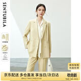 尚都比拉易打理职业西服套装女春秋气质正装西装外套裤子两件套 治愈黄 M 