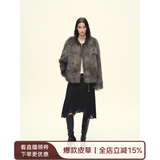 付智恩 芦苇花 进口sagafurs狐狸毛皮草轻盈年轻感圆领毛毛外套女 深灰绿. 芬兰sagafurs狐狸毛 M