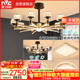 雷士（NVC）美式轻奢现代轻奢客厅灯灯臂发光吊灯三室两厅套餐WHXD100W/G-01