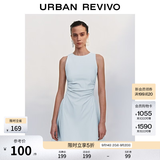 UR春季新款女摩登气质褶皱收腰显瘦无袖连衣裙UYY750030 淡蓝 M