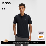 雨果博斯BOSS【礼物 经典款 珠地布】男士徽标弹力棉修身短袖Polo衫 404-深蓝色 L