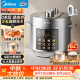 美的（Midea）0涂层高压锁鲜蒸电压力锅6L大容量电饭煲多功能一体电饭锅家用6-8人智能预约开盖火锅MY-E6010G