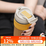 乐扣乐扣（LOCK&LOCK）咖啡杯耐热玻璃水杯子男女学生便携式双饮吸管杯随手杯500ML黄色