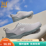 361°运动鞋男鞋秋季新品防泼水皮革面跑步鞋轻质耐磨革网透气黑色鞋子 循环灰/石墨灰 44