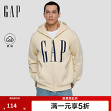 GAP男女装秋季logo印花抓绒宽松运动连帽衫卫衣786920 米色 L (175/96A)亚洲尺码【偏大,建议拍小一码】