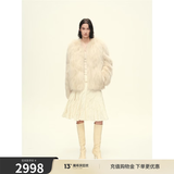 付智恩 芦苇花 进口sagafurs狐狸毛皮草轻盈年轻感圆领毛毛外套女 米杏色. 芬兰sagafurs狐狸毛 S