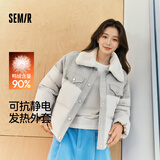 森马（Semir）羽绒服女冬季90绒子发热抗静电oversize翻领拼接外套103725113001