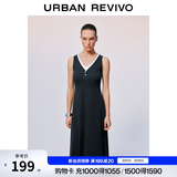 UR2026夏季新款女装气质撞色假两件V领修身连衣裙UWM760078 宝蓝 XS