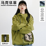 马克华菲日系连帽户外工装拉链大口袋冲锋衣夹克男女情侣中性风宽松短外套