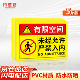印苼荟 有限空间警示标识牌安全告知牌作业风险告知牌当心受限空间标志牌20*15cm 5片装
