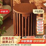 木双福实木家用六合一餐椅矮凳多功能折叠可叠放圆凳客厅沙发便携小矮凳
