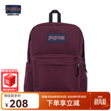 JANSPORT杰斯伯书包轻便双肩包男女旅行包简约背包电脑包学生校园 4QUTA0A深紫酒红-侧边袋