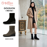 金利来（Goldlion）女靴秋冬妈妈舒适圆头耐穿短筒坡跟休闲短靴女G613240121黑色37