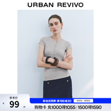 UR2026夏季新款女装休闲单排扣圆领修身短袖T恤UWM450122 浅灰花灰 M