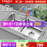 欧琳（OULIN）厨房水槽0涂层SUS304不锈钢洗菜盆洗碗池大双槽洗菜池左右可选