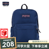 JANSPORT杰斯伯书包轻便双肩包男女旅行包简约背包电脑包学生校园 4QUT003海军蓝/藏青色-侧边袋