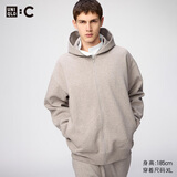 优衣库宽松连帽拉链运动开衫/长袖男装女装合作款/外套卫衣486300 486300/31米色 XS